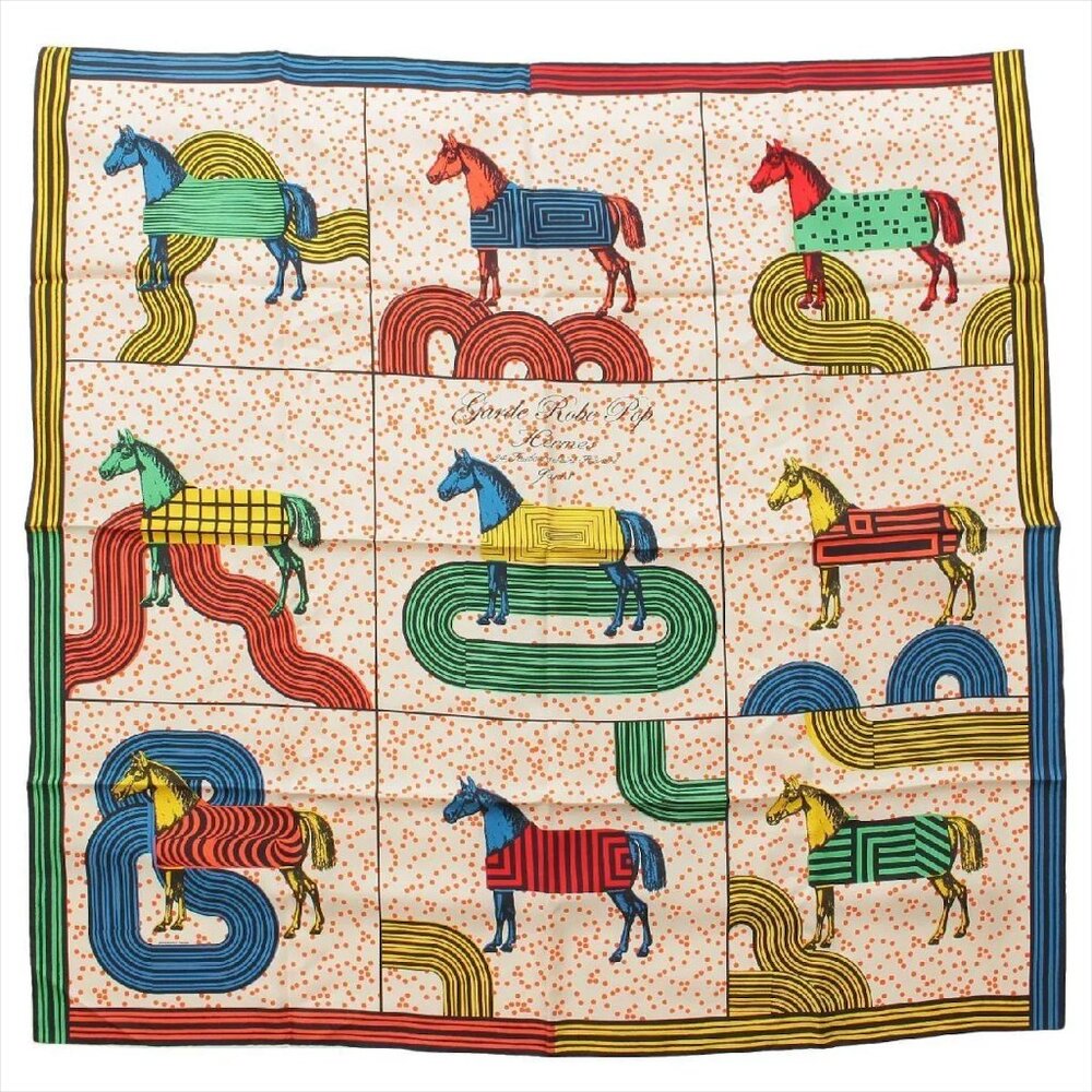 HERMES Carre 90 Silk Scarf Garde-Robe Pop (Rare)